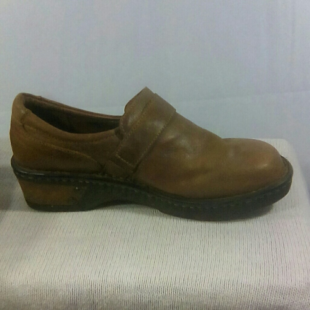 Vintage Born Cognac Color Strap Accents Leather Clogs Size 7.5 M
